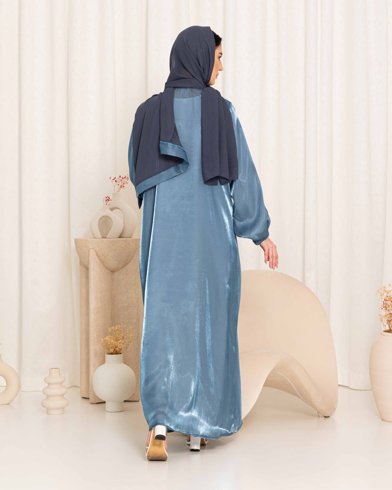 Blue Shimmer Embroidered Abaya