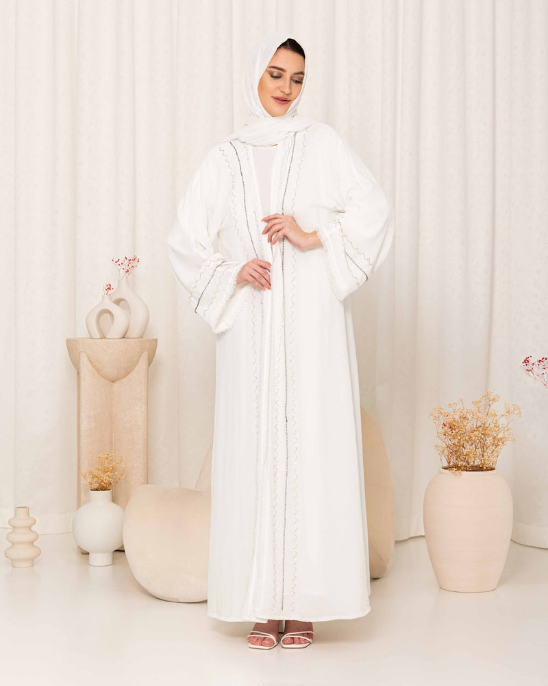 White Embellished Abaya