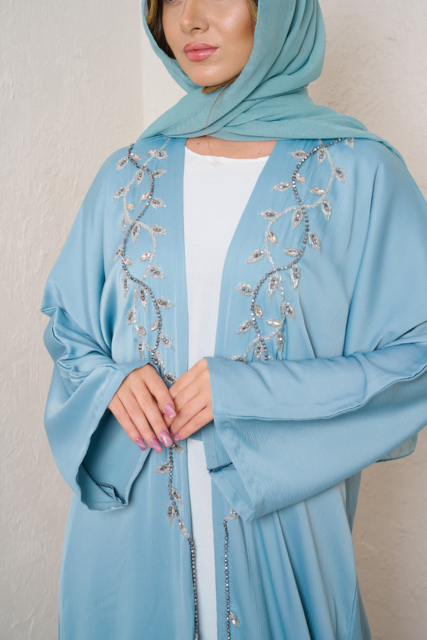 SKY BLUE EMBELLISHED ABAYA