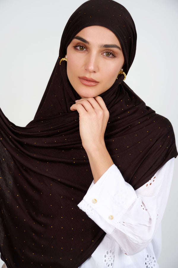 Jersey Gem Hijab - DARK CHOCOLATE