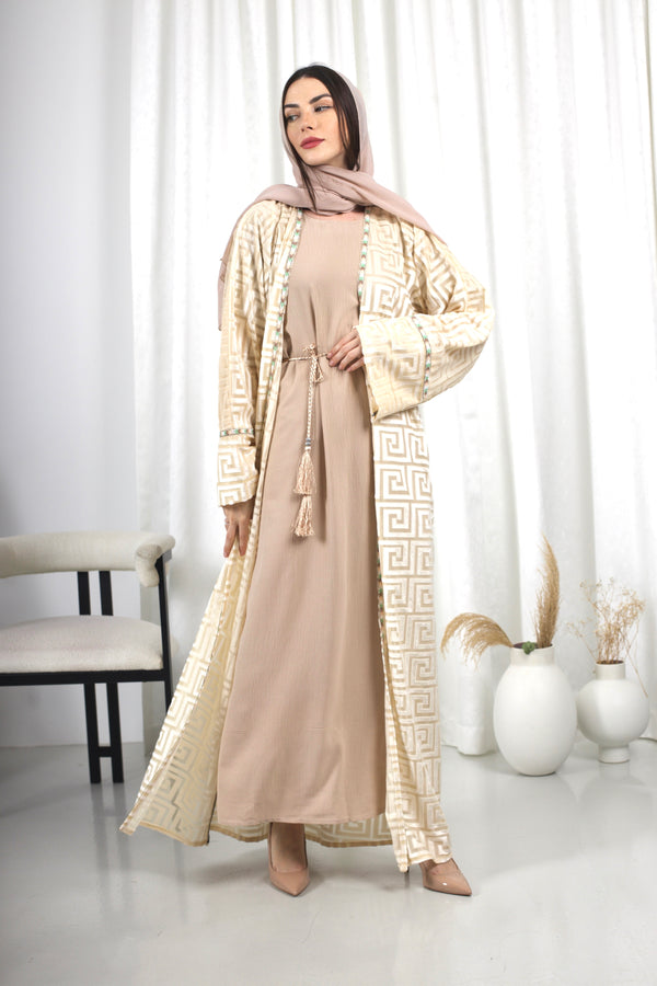 Luxury Royal Creamy White Abaya